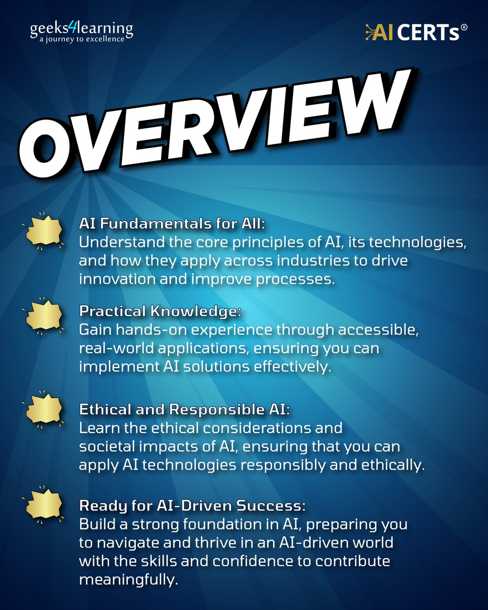 geeks4learning's tweet image. AI isn’t just for tech experts — it’s for everyone!

Start your AI journey today and lead with innovation and confidence.

🚀 Learn more at geeks4learning.com

#AIForAll #EmpowerYourFuture #LearnWithGeeks4Learning #geeks4learning #AICerts