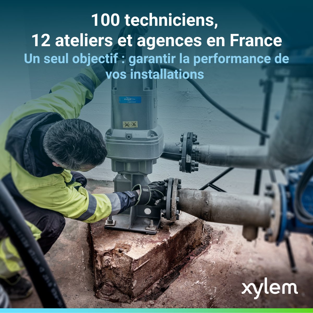 🔧 Avec plus d’une centaine de techniciens qualifiés, disponibles à tout moment et un réseau dense d’ateliers et d’agences partout en France, Xylem garantit un service de proximité capable d’intervenir rapidement sur tous types de pompes et d’équipements hydrauliques.