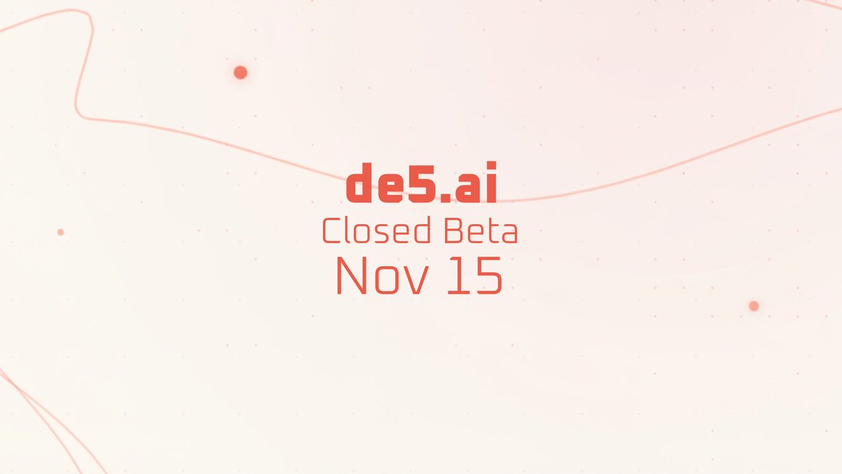 Testing time #de5aints 🧪

de5.ai closed beta registrations. Slots fill in batches of 50 users.

First batch of early access signups starts 15 November 2025.

Do not miss out!
Register now:
forms.gle/gis44iwC9ALh1a…