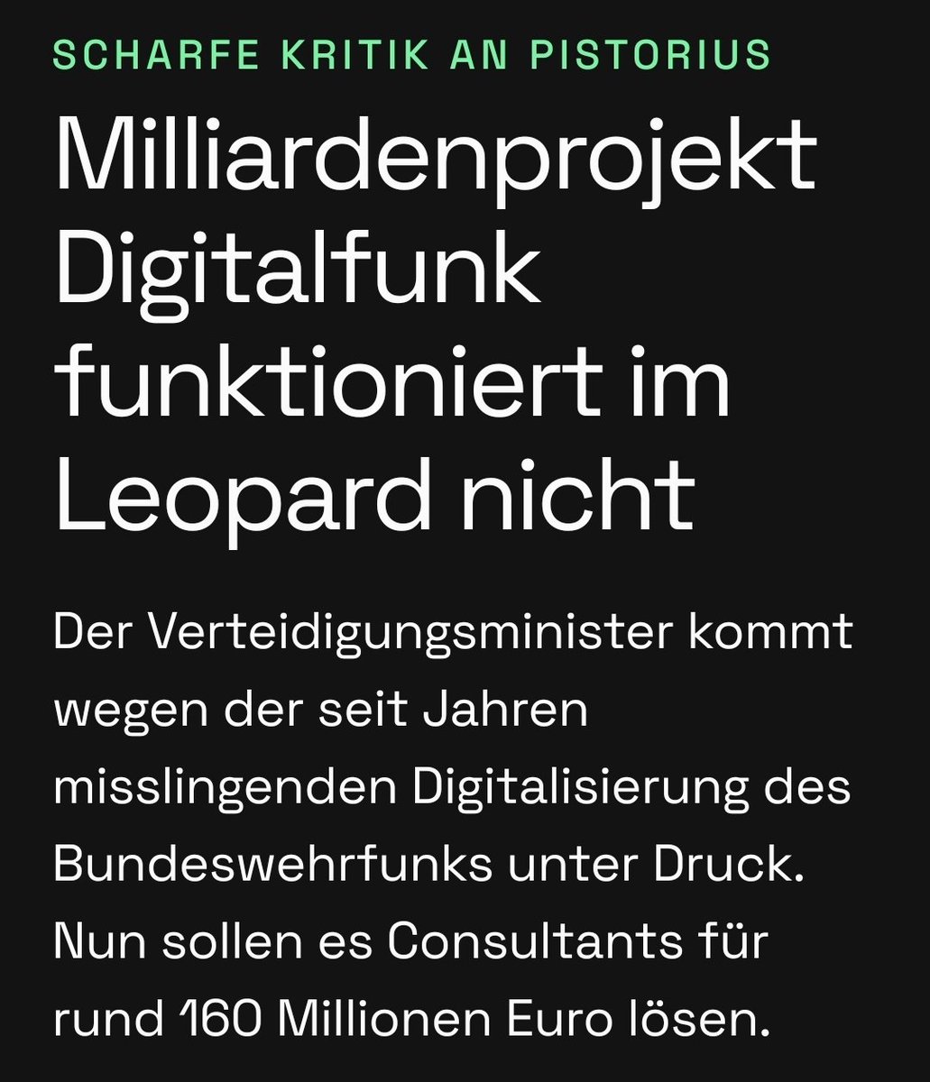 Lady_Pheebs's tweet image. Wird Zeit, #Pistorius mal zu entzaubern.
Wie jeder #SPD&apos;ler versenkt er tölpelhaft Milliarden Steuergeld für Müll.
Beliebtheit wegen völliger Unfähigkeit ergibt keinen Sinn.
#Bundeswehr #Digitalfunk