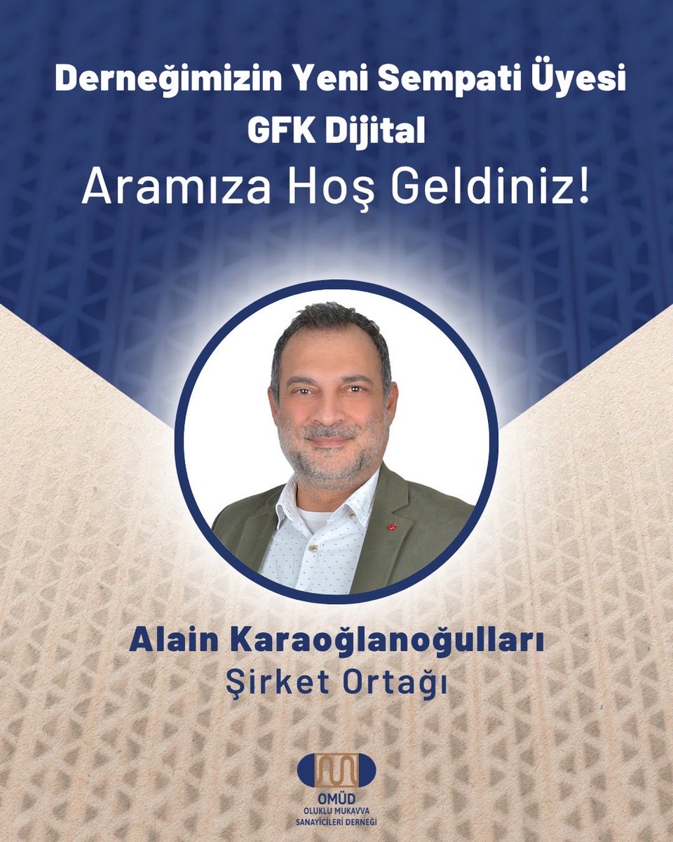 Derneğimizin yeni sempati üyesi GFK Dijital Şirket Ortağı Alain Karaoğlanoğulları OMÜD’e hoş geldiniz.

Sizleri aramızda görmekten onur ve mutluluk duyuyoruz! 🙌📦

#OMÜD #OlukluMukavva #YeniÜye