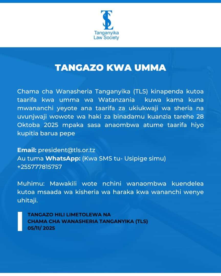 Namna Nzuri ya kudhibiti dhuluma nikupitia sheria .Na ili kujenga hoja za kisheria lazima uwe na fact.Tunawaomba wananchi kwa nia njema na kwa ukweli bila hila au uonevu.Tupeni Taarifa zitakazosaidia taasisi yetu kushauri hatua muafaka za Kisheria.