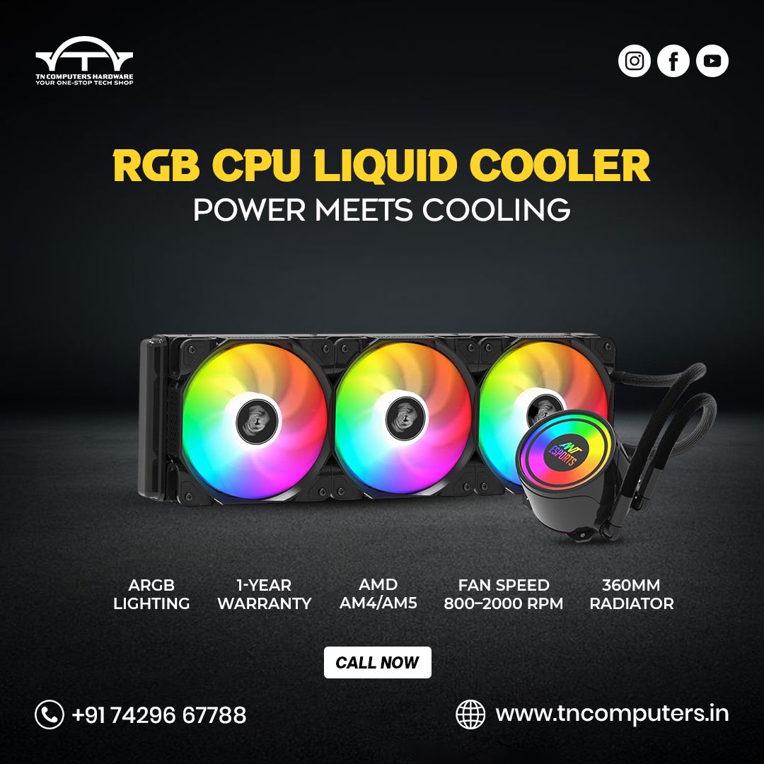 Tncomputerstech's tweet image. 💧 Power Meets Cooling!
Unleash your rig’s full potential with the RGB CPU Liquid Cooler 🌀
💡 ARGB Lighting
⚙️ 360mm Radiator
🧠 AMD AM4/AM5 Support
🚀 800–2000 RPM
🛡️ 1-Year Warranty

🌐 tncomputers.in
 | 📞 +91 74296 67788
#TNComputers #RGBCooler #LiquidCooling