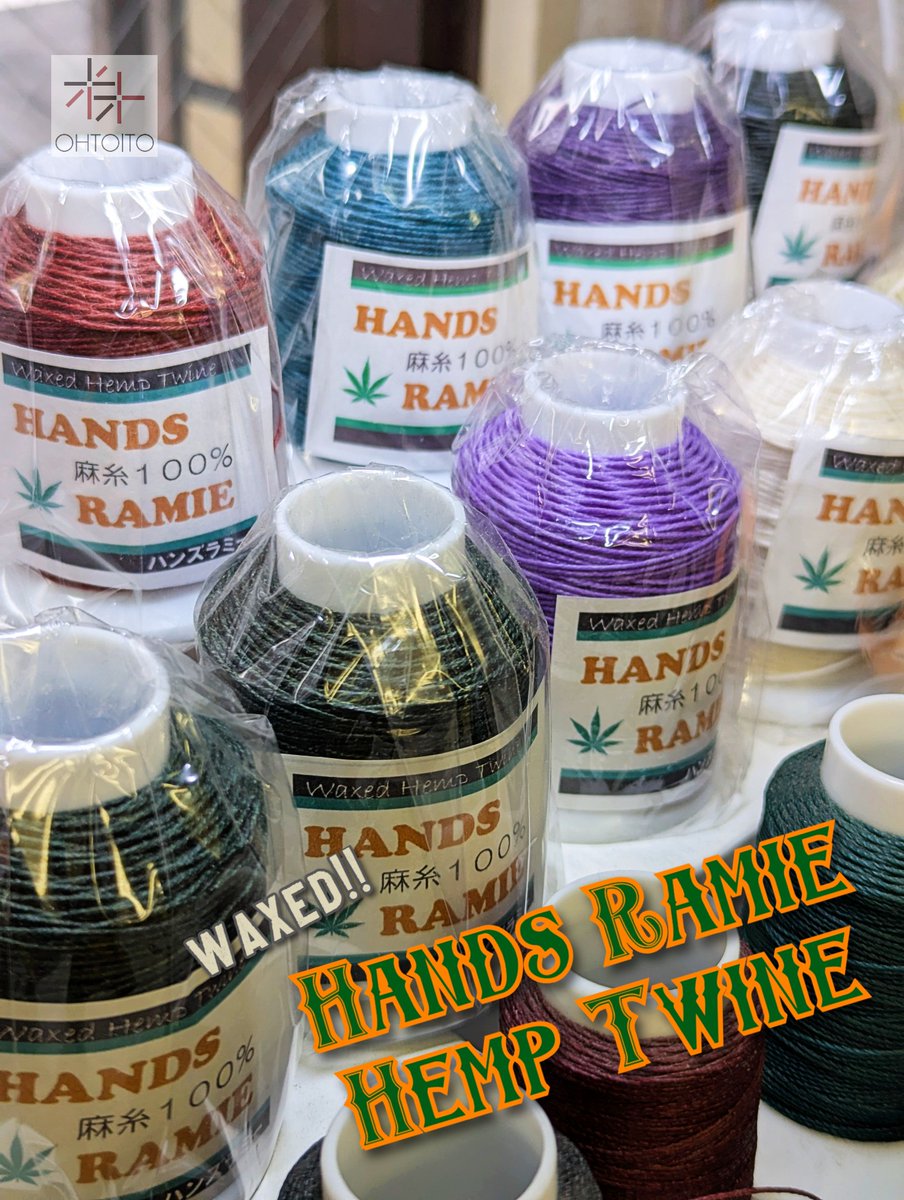 Vinymo_ohto_JP's tweet image. Hands Ramie Hemp Twine: Our original waxed hemp twine available in multiple thicknesses and 20 vibrant color variations! Perfect for hand-stitching and crafting durable, natural-fiber projects with a smooth finish and lasting strength. 
#HempTwine  #Leathercraft #HandStitching