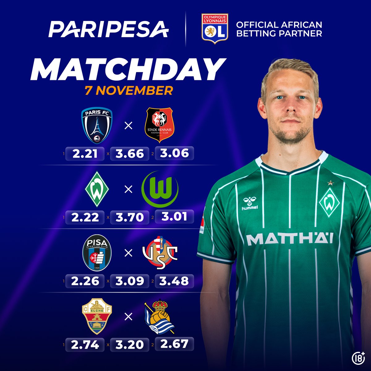 🔥 Friday Football Fever is here!

Europe’s biggest leagues are back in action tonight:
🇮🇹Serie A, 🇪🇸 La Liga, 🇫🇷 Ligue 1, 🇩🇪 Bundesliga — every match brings new drama &amp; fresh intrigue.

🔥 Think you know the winners? Prove it — bet smart with PariPesa: m.paripesa.bet/nbv