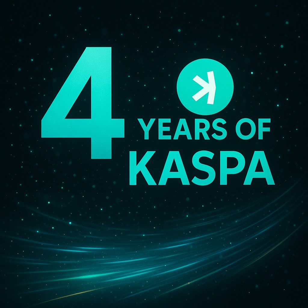 KASPAEnthusiast's tweet image. #Kaspa turns four today.

What began as an ambitious experiment has grown into a living, breathing network that never sleeps, a system that creates, connects, and evolves every second.

In just four years, Kaspa has evolved from a vision on paper into the fastest and most…