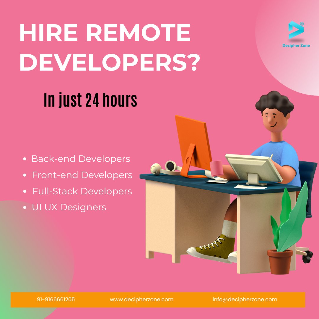 DecipherZone's tweet image. Hire top remote developers in just 24 hours with Decipher Zone — because your next big project deserves the best talent, fast. 💡

#RemoteDevelopers #HireFast #TechTalent #SoftwareDevelopment #MaheshBabu #DecipherZone