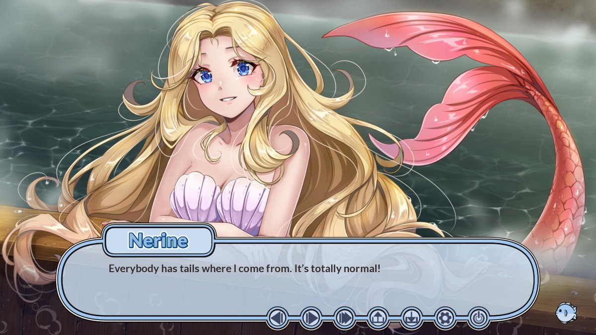 ebihimes's tweet image. more work on my mermaid yuri visual novel 🙏✨