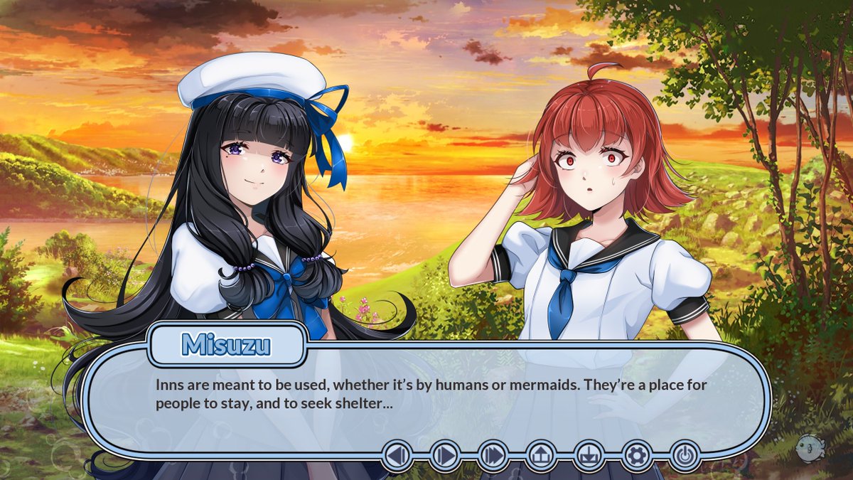 ebihimes's tweet image. more work on my mermaid yuri visual novel 🙏✨