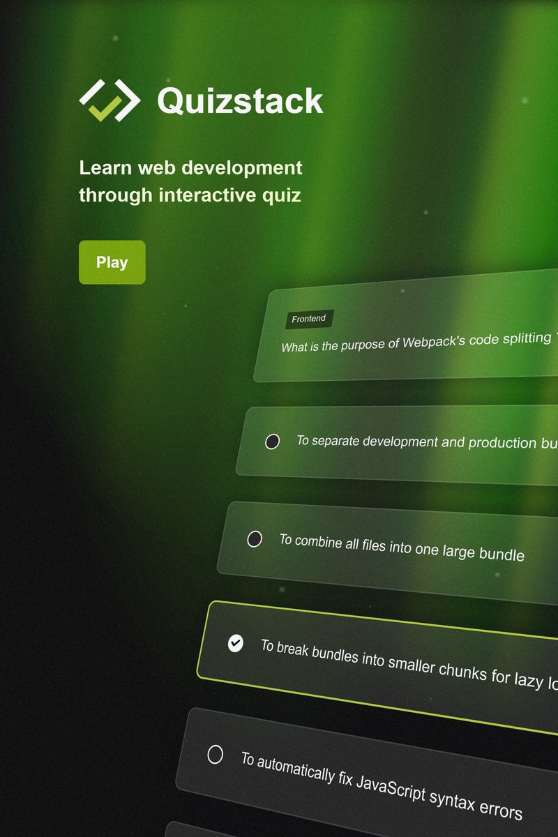 quizstackapp's tweet image. Are you using Webpack in your frontend projects ?

Discover more web stacks on quizstack.io 📦