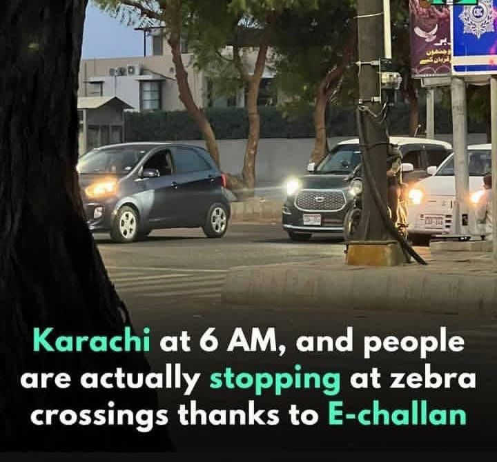 Karachi is changing! 🚦
At 6 AM, drivers stopping at zebra crossings — all thanks to the #SindhGovt’s E-Challan system ensuring discipline on our roads. 👏