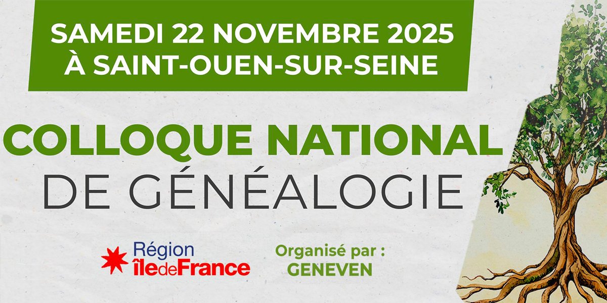 gwolf's tweet image. Le samedi 22 novembre je participerai au premier Colloque national de généalogie à Saint-Ouen, organisé dans les locaux de la Région Ile-de-France . 

#genealogie #genealogistefamilialprofessionnel #ProADN #genealogiegenetique 

greg-wolf.com/colloque-natio…