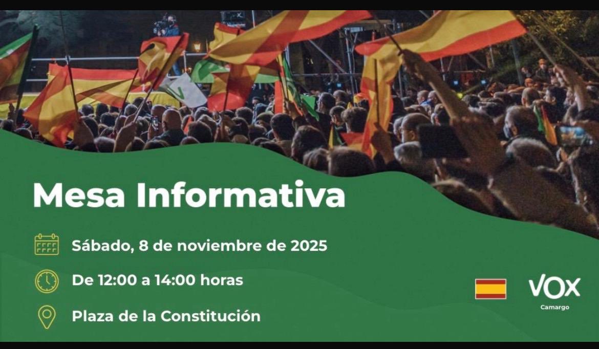 Mañana sábado os esperamos junto a nuestro concejal Javier Barron en nuestra mesa informativa

#SoloQuedaVox