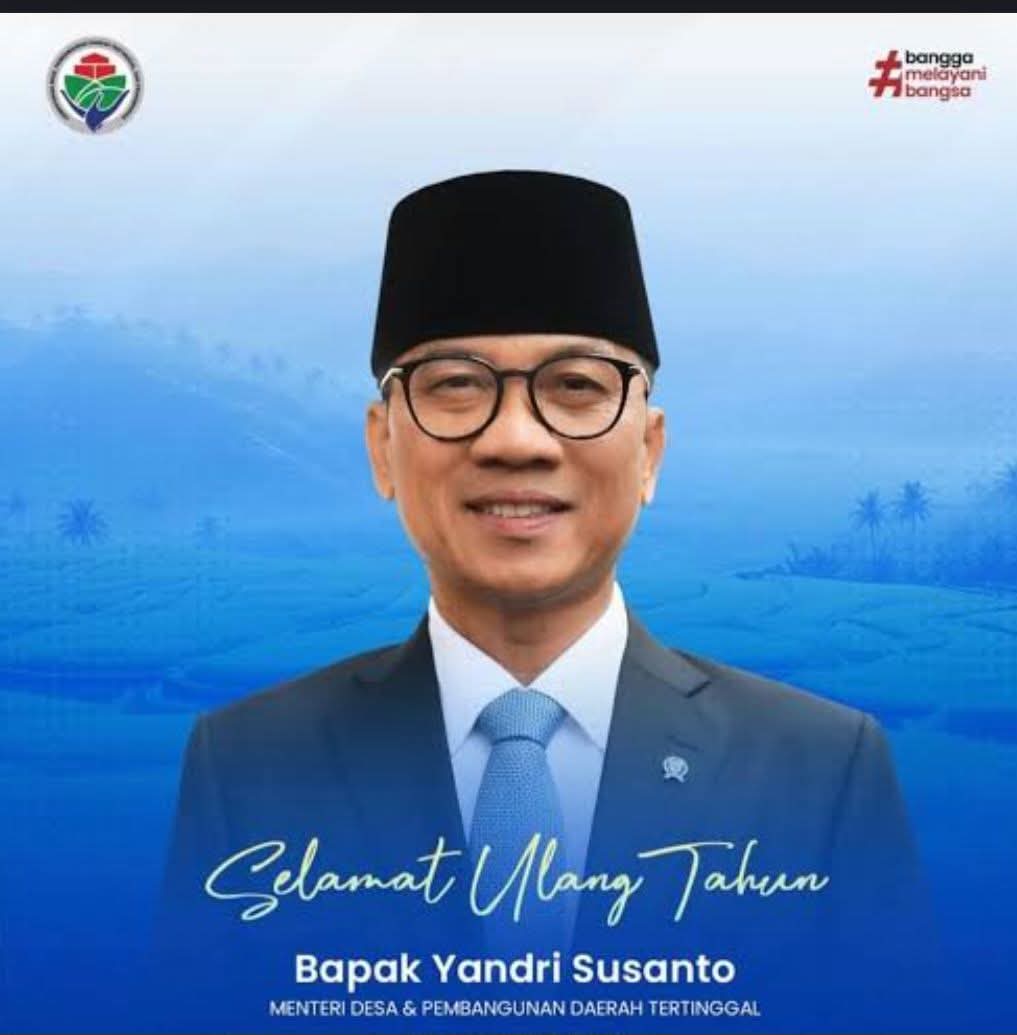AndriKaka11's tweet photo. Tanggal 7 November adalah hari kelahiran Bapak Yandri Susanto (Menteri Desa PDT), kami ucapkan selamat ulang tahun ke 51 tahun bapak Menteri, semoga panjang umur, sehat, sukses dan bahagia selalu. Amin🤲

#SelamatUlangTahunPakMendes
#SelamatUlangTahunPakYandriSusanto https://t.co/VA02wDhXaj