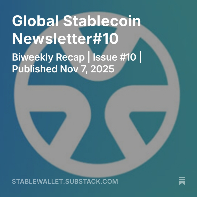 StableWallet_ai's tweet image. Global Stablecoin Newsletter Issue #10
💰 Market cap: $305.5B; USDC grows 200% YoY 
🏦 Western Union to launch USDPT on Solana in 2026 
🌐 Circle&apos;s Arc testnet: 100+ firms join
🇯🇵 Japan issues stablecoin JPYC
Read the full report 👇open.substack.com/pub/stablewall…