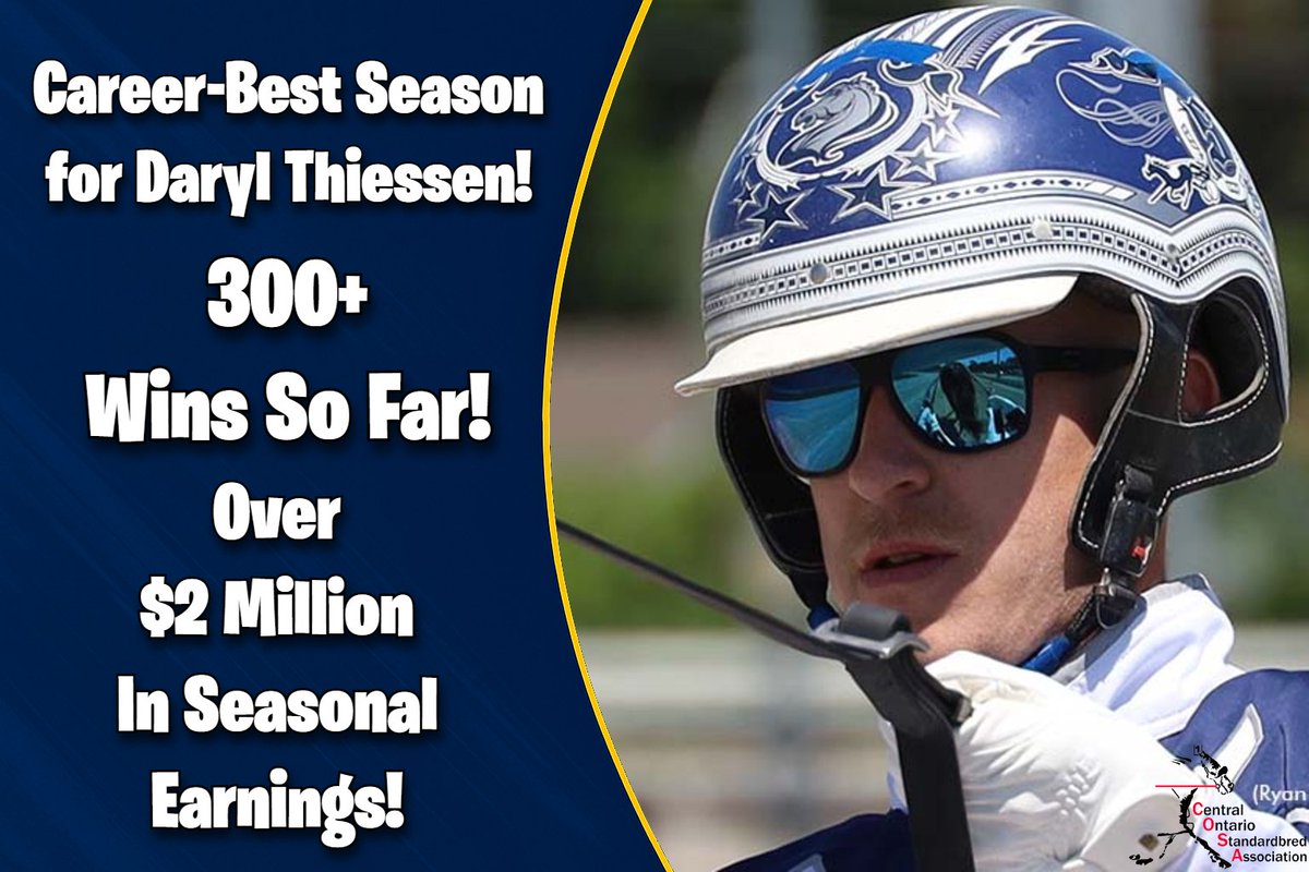 COSATV's tweet image. 👏 A year to remember for Daryl Thiessen!

He’s hit 300 wins in 2025 — a career first — and is closing in on $2M in seasonal earnings. 🔥

A true breakout year for a driver proving he belongs among the best! 🐴💪

#DarylThiessen #HarnessRacing #OntarioRacing #MilestoneSeason