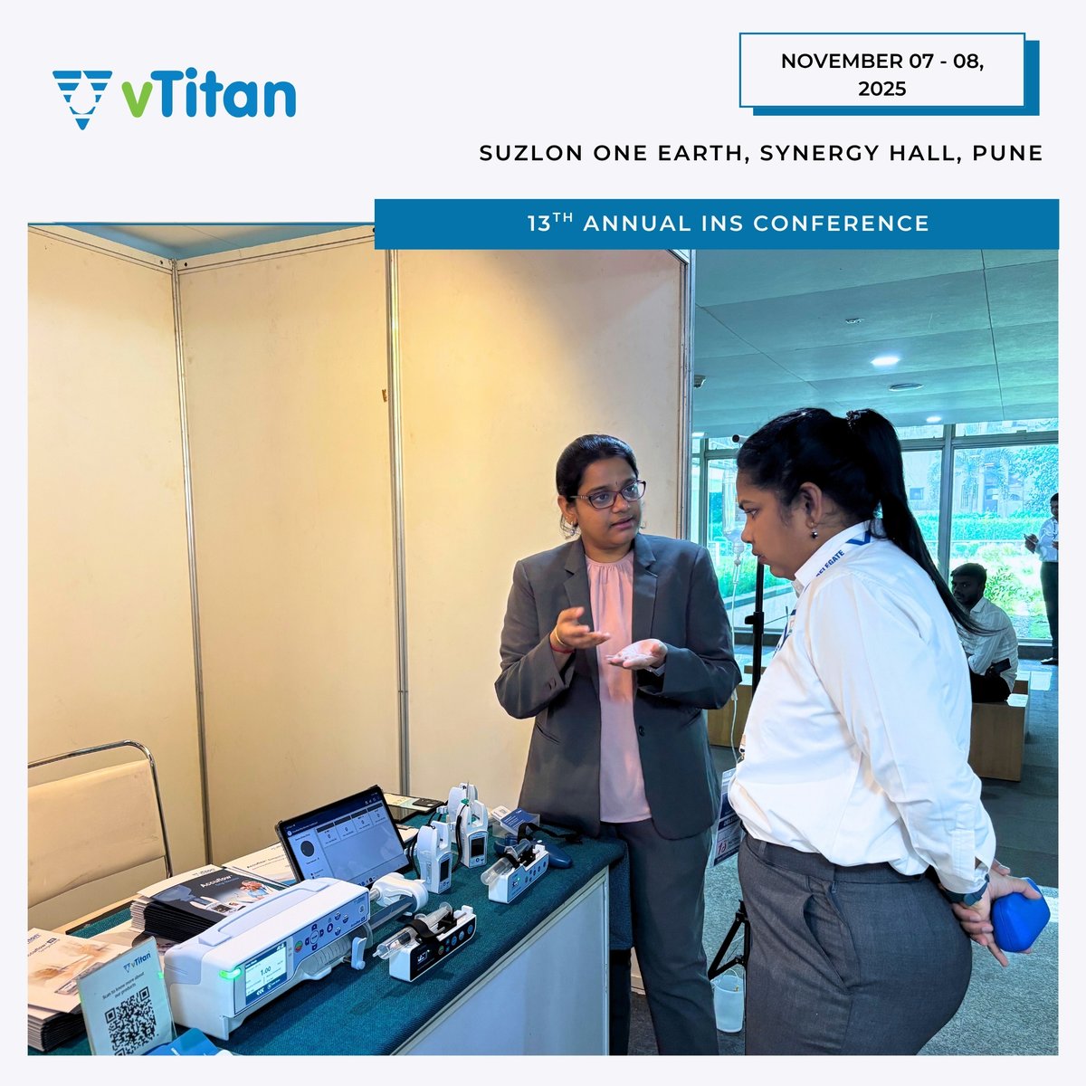 vTitan_Corp's tweet photo. An inspiring start to INS Conference 2025!
From inspiring conversations to hands-on showcases, Day 1 set the perfect tone for innovation β uniting nurses and clinicians dedicated to advancing safe and smart infusion care.
#INSConference2025 #vTitan #HealthcareInnovation #PuneEvents #MedicalDevices #Expo #SyringePumps #InfusionMonitoring #NursingConference