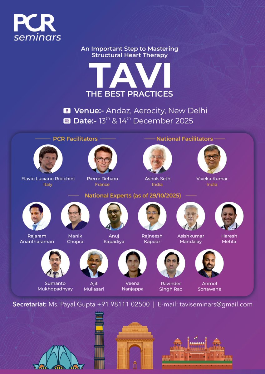 Dr_Vivekakumar's tweet image. Mastering TAVI: The Best Practices | PCR Seminars | 13th–14th December 2025, New Delhi

Contact:- +918802024222

#tavi #pcrseminars #structuralhearttherapy #taviexperts #cardiologycare #maxhospitalsaket #heartspecialist #drvivekakumar #cardiologist #cardiologistdelhi