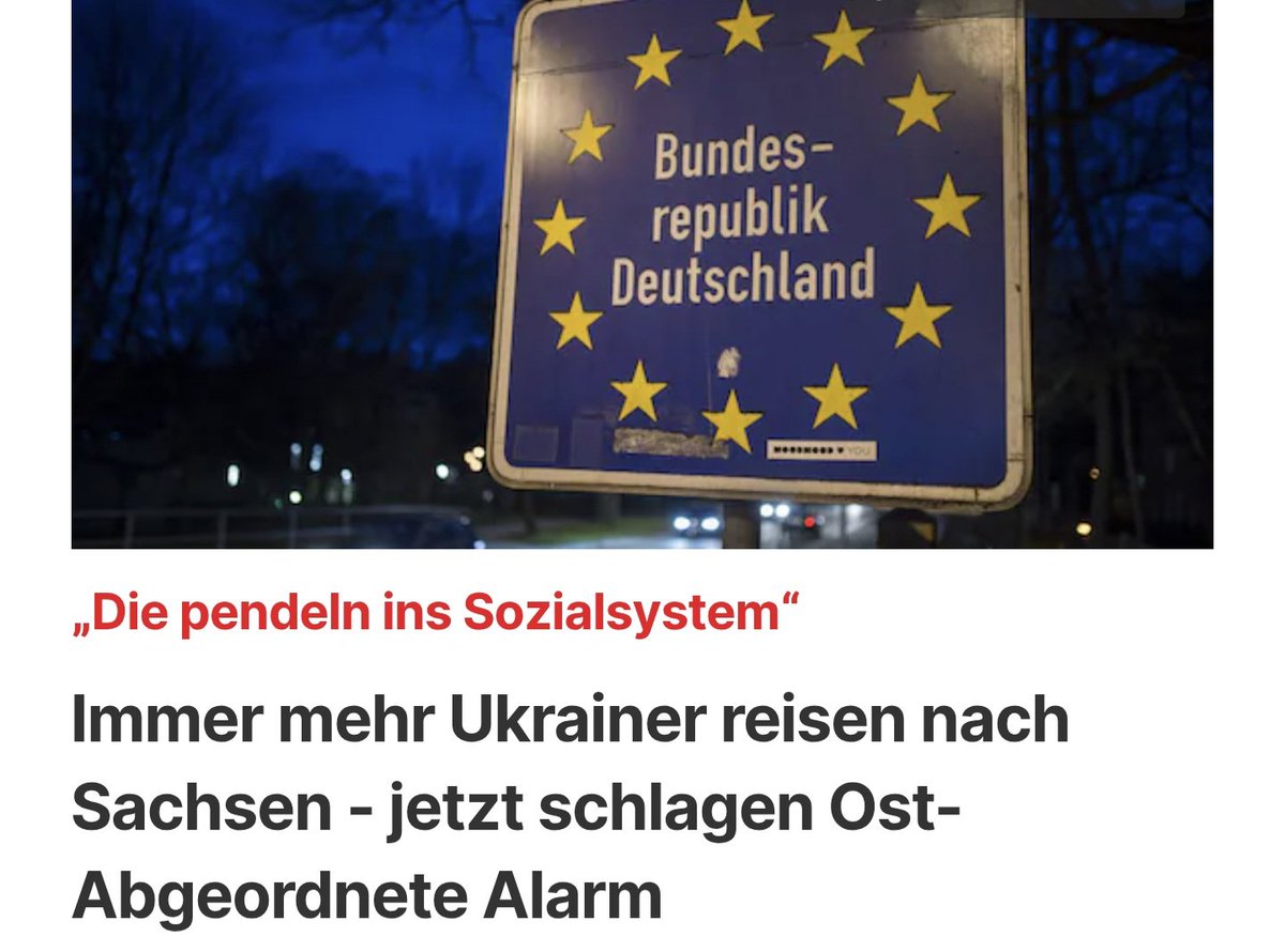 Immer mehr Ukrainer reisen nach Sachsen und nutzen unser Sozialsystem aus!
Ost-CDU-Abgeordnete schlagen Alarm!

"Die pendeln ins Sozialsystem"

Es gibt anscheinend Ukrainer, die in Deutschland gemeldet sind und dort Bürgergeld beziehen, die aber in der Ukraine leben. 

Wer hätte