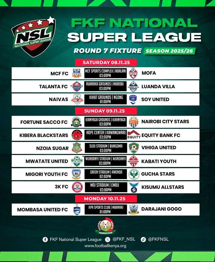 joel_karamu's tweet image. FKF National Super League round 7 weekend fixtures.
#FootballKE 
#FKFNSL