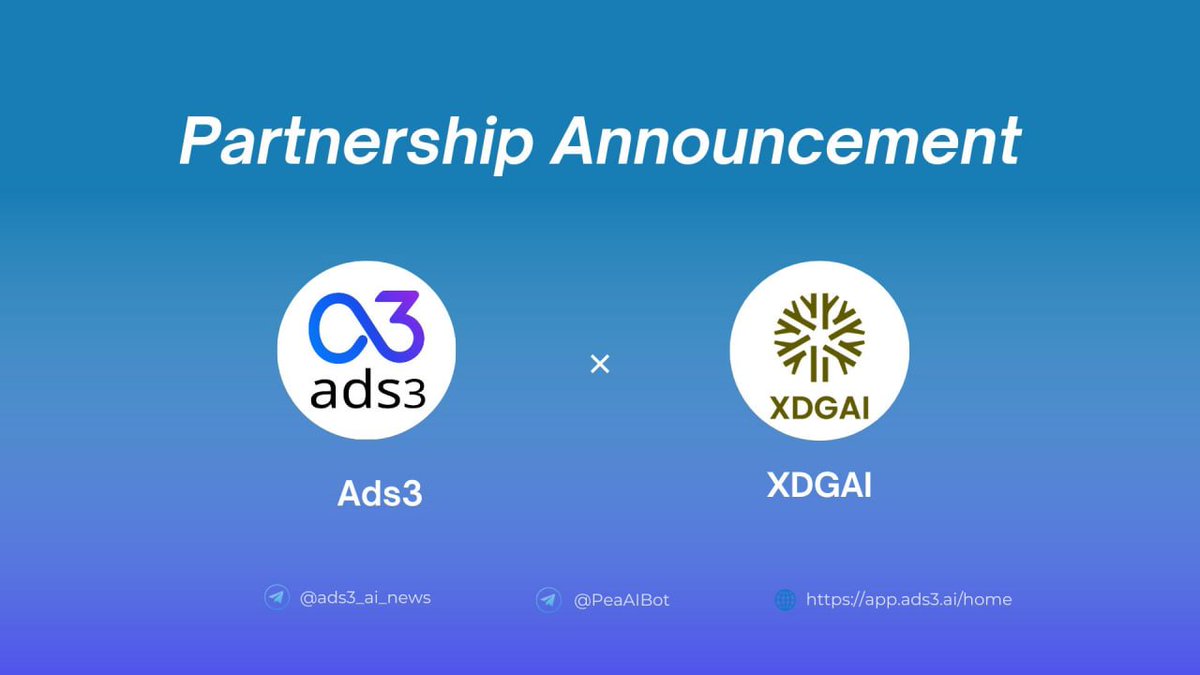 ads3_ai's tweet image. Ads3 🤝 XDGAI
🚀 XDGAI @xdgainet is a next-gen decentralized AI platform for Web4 🌐, combining blockchain, federated learning, and cross-modal AI to build a global intelligent compute network — free from centralized tech monopolies.

📈 Ads3 @ads3_ai  is the leading AI-driven ad…