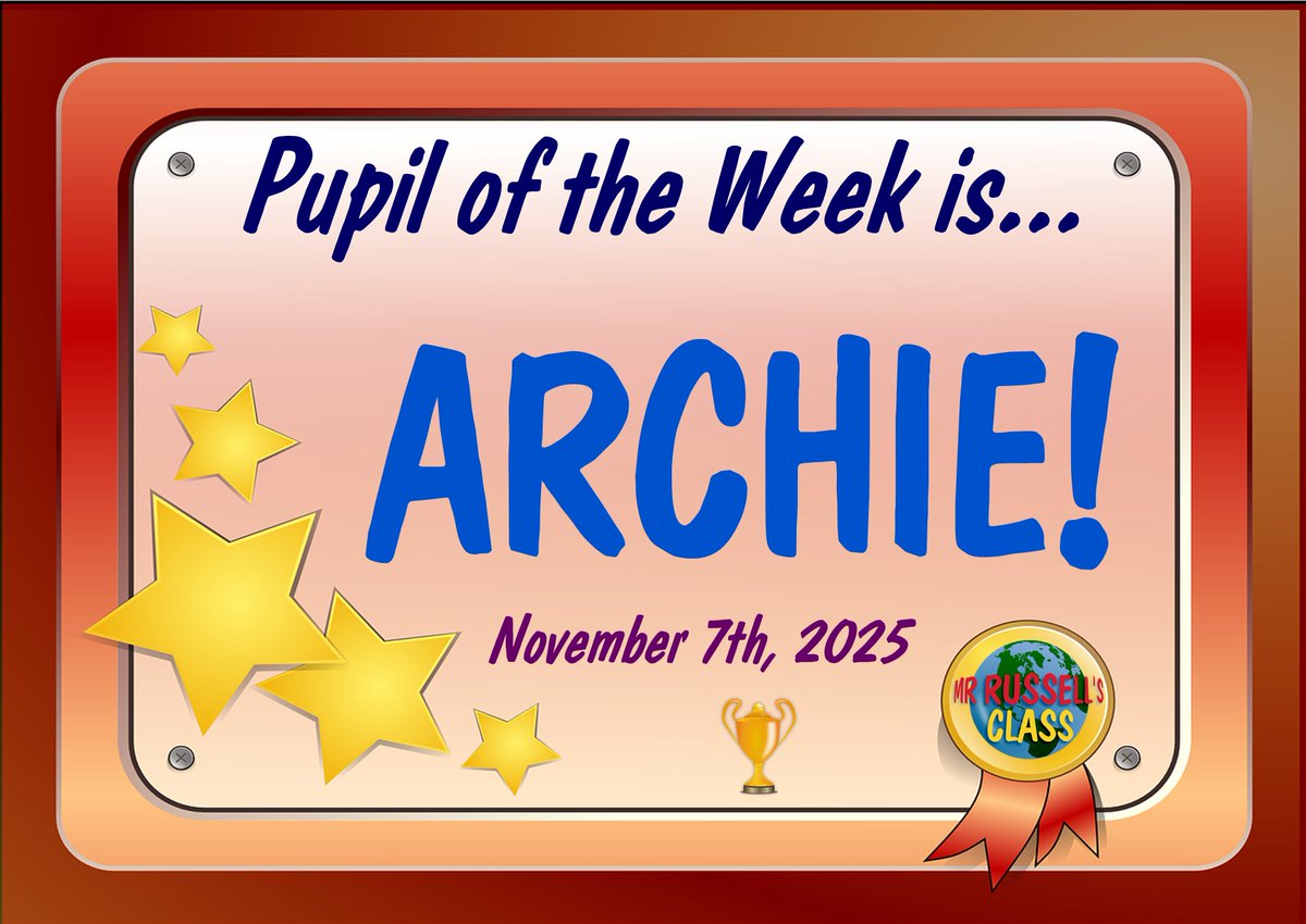 It's our first Pupil Of The Week in 2nd Class for the month of November... and this week, our winner is our pal ARCHIE after a spectacular week! Maith thú ARCHIE!