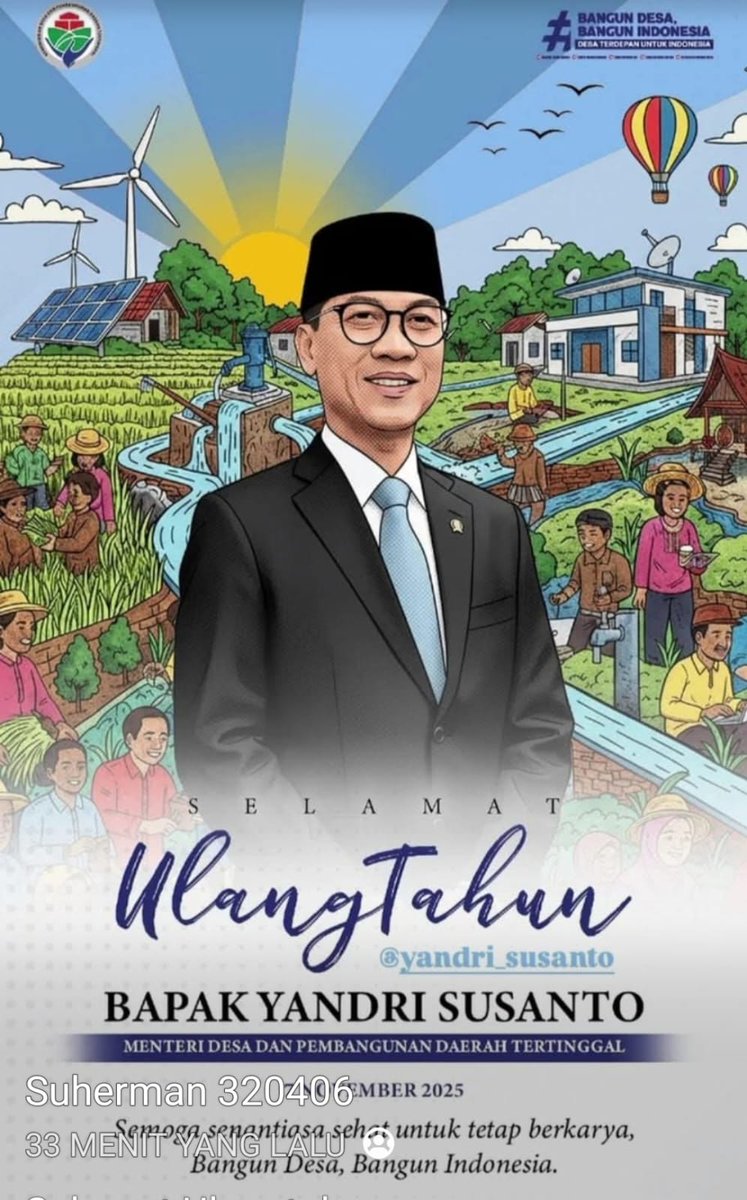 Selamat ulang tahun ke 51 tahun bapak Menteri, semoga panjang umur, sehat, sukses dan bahagia selalu. Amin🤲
#SelamatUlangTahunPakMendes
#SelamatUlangTahunPakYandriSusanto
#HBDPakMendes
<a href="/prabowo/">Prabowo Subianto</a>
<a href="/YandriSusanto/">Yandri Susanto</a>
<a href="/ArizaPatria/">Ariza Patria</a>