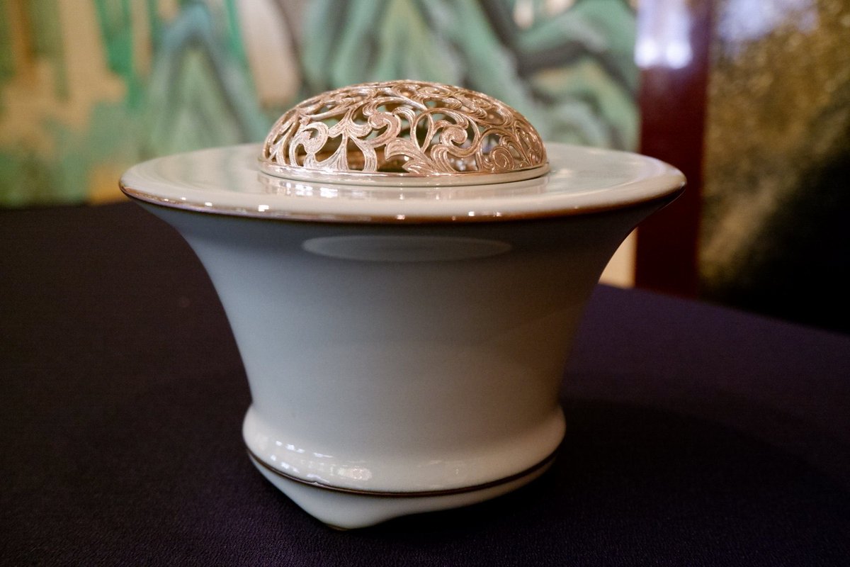 鶏型香炉　仙 鶏型香炉 仙 香炉/香器『高岡銅器【玉胴型香炉/波千鳥/蒔絵】銅製[空