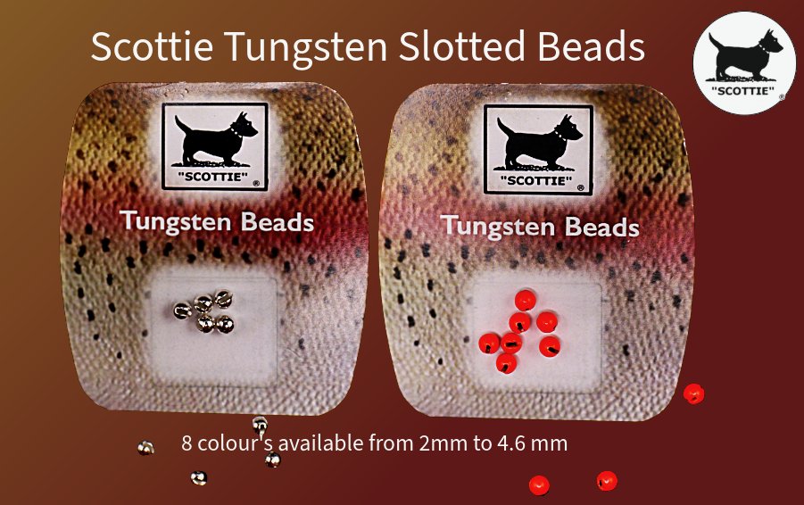 Scottie Tungesten beads, 8 colours available from 2mm to 4.6mm, the perfect range for all your nymphing needs...  
bit.ly/tungestenbeads

#flytying #flyfishing #scottieproducts