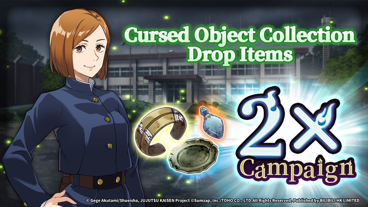 ◤#JujutsuKaisenPhantomParade◢
The Weekend Double Drops Event is being held long-term!
During the event, participating in the following gameplay will reward you with twice the usual amount.

・Domain Investigation: The Chest Rewards obtained after completing battles will be