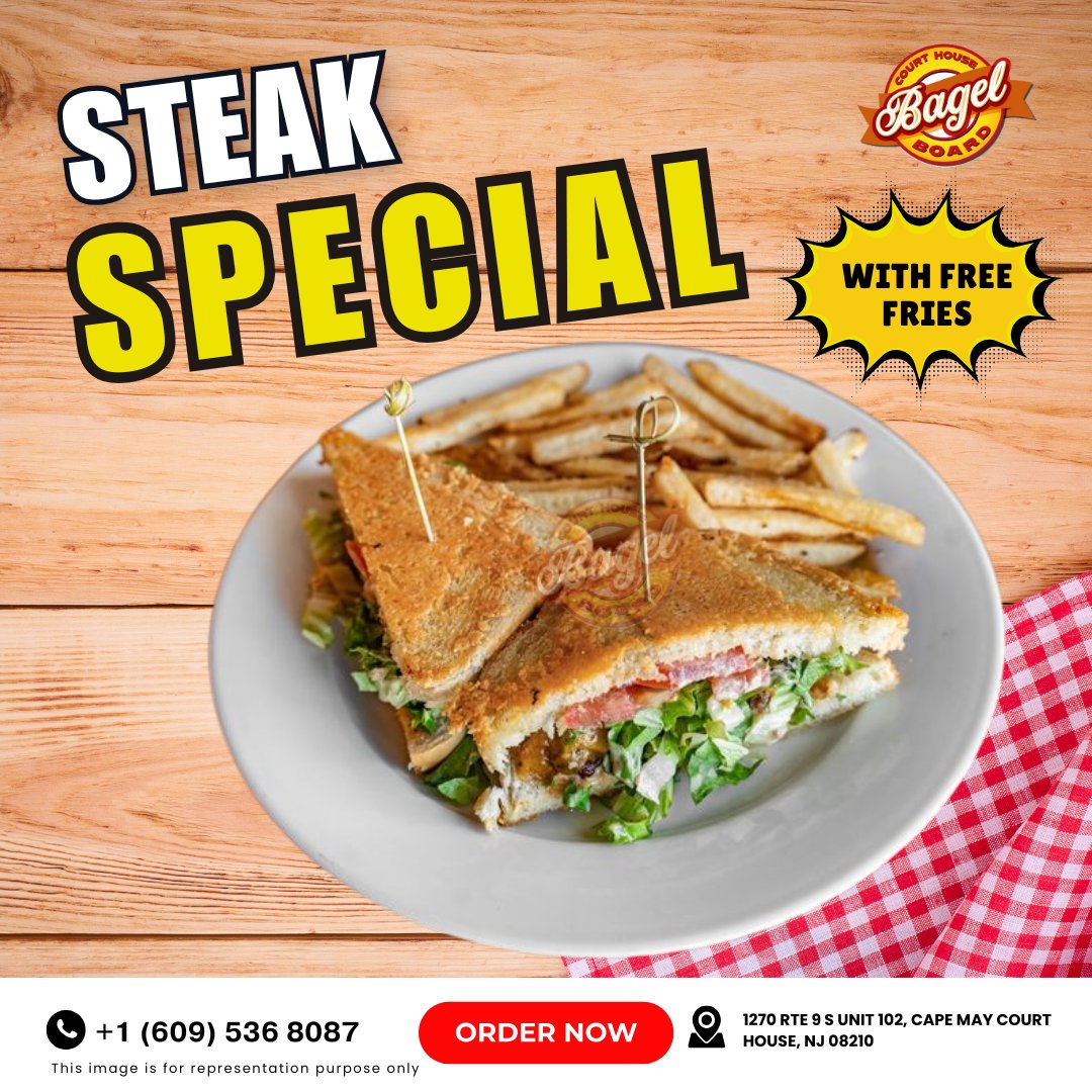 bagelboardcmch's tweet photo. 👉Enjoy our Delicious Steak Special served with a generous side of crispy Free Fries. Perfect for steak lovers seeking a hearty meal in a cozy setting. Don't miss out on this tasty deal!
#SteakLovers #FoodieFavorites #FreeFries #DeliciousDeals
👉Website: https://t.co/X7ird34Fi6 https://t.co/KERlmSoaql