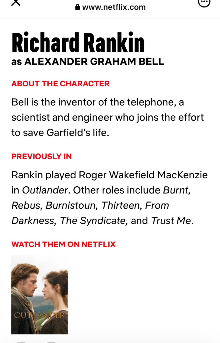 Richard Rankin interpretará a Graham Bell en “Death by Lightning”, nueva miniserie sobre un presidente americano 

netflix.com/tudum/articles…