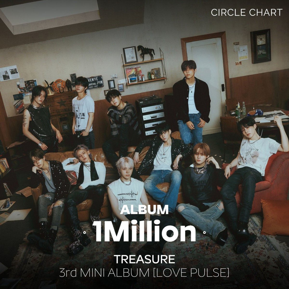 🏆 CIRCLE CERTIFICATION

TREASURE (트레저)가 '3rd MINI ALBUM [LOVE PULSE]'로
써클인증 앨범부문 1Million을 달성했어요!

지금 써클차트 홈페이지에서 확인해 보세요🖤

#써클인증 #CIRCLECERTIFICATION
#TREASURE #트레저 #LOVEPULSE