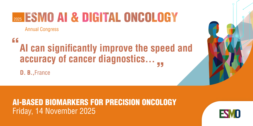 🤖 AI is accelerating #CancerDiagnostics - improving both speed and accuracy. 
👉 Learn more in the session “AI-based biomarkers for precision oncology” at #ESMOAI25 in Berlin. 
esmo.org/meeting-calend…
#DigitalOncology #PrecisionOncology #HealthAI