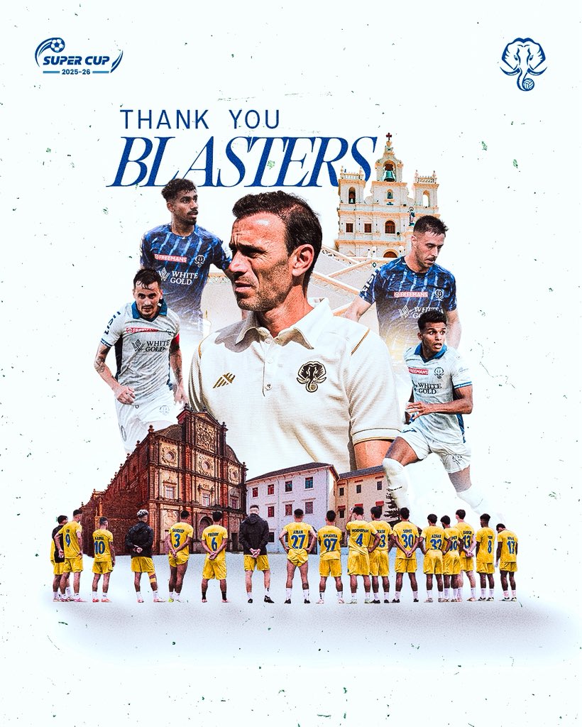 KeralaBlasters's tweet image. Not the end we had expected for our #AIFFSuperCup campaign. The club extends its heartfelt gratitude to all our fans for their unwavering support throughout the tournament, and to those who travelled to back the team from the stands 💛

See you all soon…

#KeralaBlasters