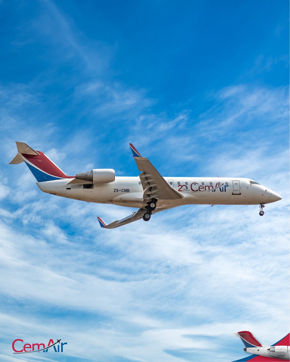 Our CRJ regional jet is built for speed and reliability.

Expect a quick, smooth journey every time you fly CemAir. Quality matters.

cemair.co.za

#CemAir #CRJ #RegionalJet #FlySmooth