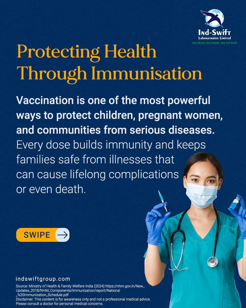indswiftlabs's tweet image. Vaccination is one of the most reliable ways to give children a strong, healthy start in life.

🌐 Visit us: indswiftgroup.com
📌 Follow us: Facebook | LinkedIn | Instagram

#ImmunisationAwareness #VaccinationSavesLives  #IndSwiftGroup #IndSwiftLabs #OneWorldOneHealth