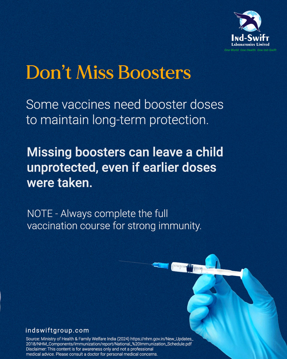 indswiftlabs's tweet image. Vaccination is one of the most reliable ways to give children a strong, healthy start in life.

🌐 Visit us: indswiftgroup.com
📌 Follow us: Facebook | LinkedIn | Instagram

#ImmunisationAwareness #VaccinationSavesLives  #IndSwiftGroup #IndSwiftLabs #OneWorldOneHealth