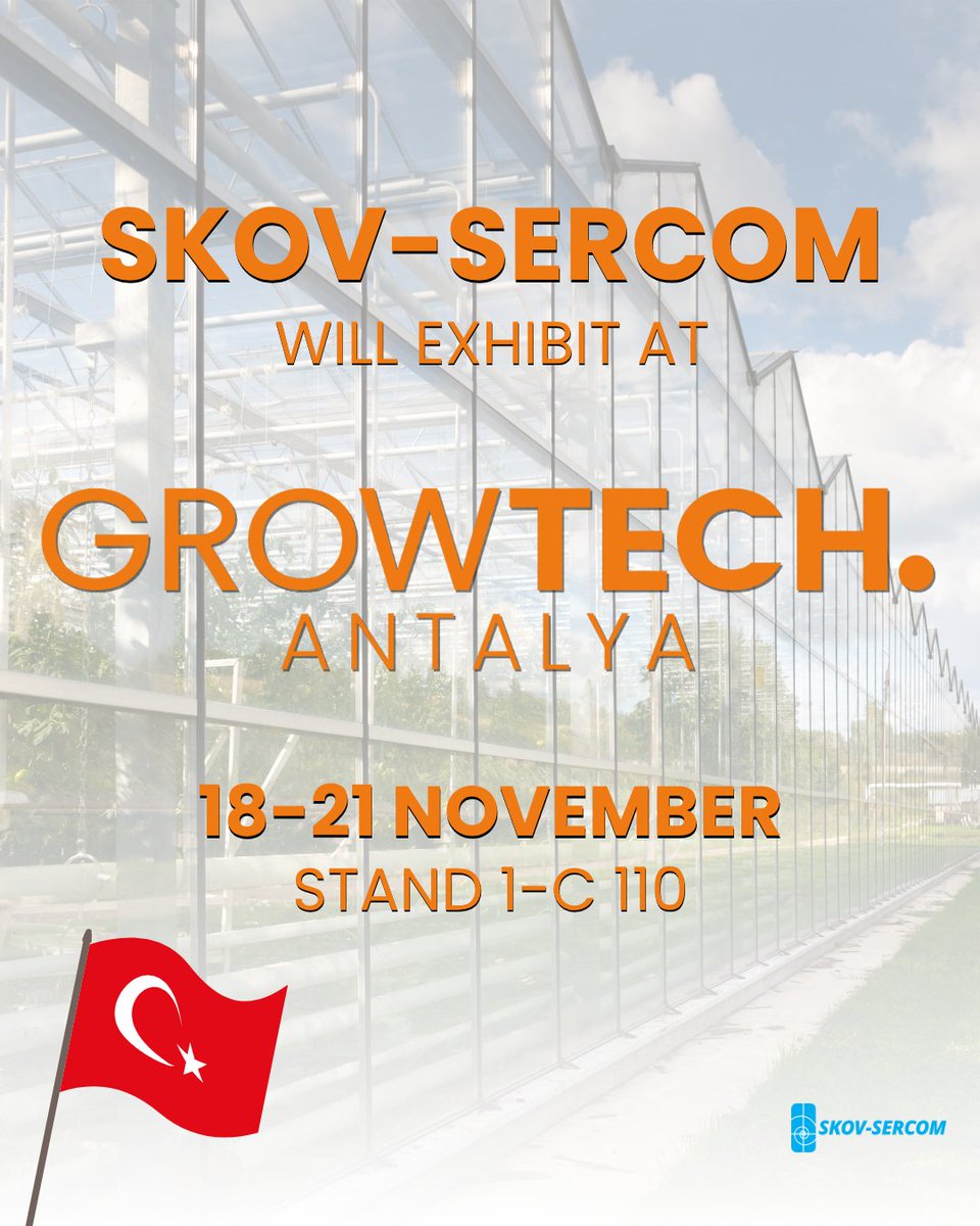 NEXT STOP: GROWTECH. ANTALYA 🇹🇷
The trade fair takes place from 𝟭𝟴-𝟮𝟭 𝗡𝗼𝘃𝗲𝗺𝗯𝗲𝗿. Stop by our booth (𝟭-𝗖𝟭𝟭𝟬) to meet us and get to know more about our solutions for the greenhouse horticulture sector.