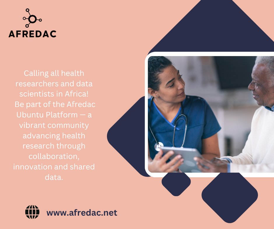 Are you a health researcher or data scientist in Africa?
Afredac Ubuntu Platform is the place to be!

Here you will find a collaborative space to
Connect, Share and Innovate with peers.

🔗Sign up today: afredac.net

#Afredac #AfredacUbuntuPlatform #Collaborate