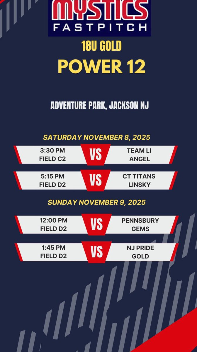 HayBennett2028's tweet photo. Schedule for this weekend!! Go mystics!💪❤️💙
@CoastRecruits @PrepSoftball @ExtraInningSB https://t.co/V0FZjLTsws