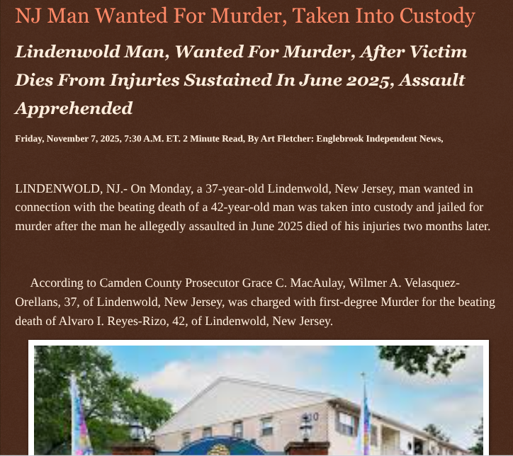 ArtFletcher9's tweet photo. NJ Man Wanted For Murder, Taken Into Custody https://t.co/ypWNivUmKV via @Englebrooknews #NewJersey #CrimeNews #camdencountynj #lindenwoldnj #additionally #charged #murder #beating #death @wireless_step @HRG_Media @LodiNJNews @fordmb1 @SarahGeving1 @Shannon96574094 @Daytobehappy @janninereid1 @MichelleF_35 @gator4kb18 @TrumpWasRite @KathyKbrose @RobGerundo @JimBobW49