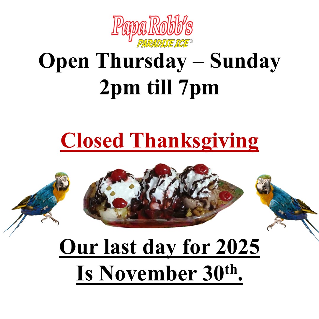 Papa_Robbs's tweet image. Good Morning Concord. We are on the countdown for our last day for this year. What will you miss the most till we reopen? 
#PapaRobbs #IceCream #Playground #ConcordNC #PapaRobbsParadiseIce