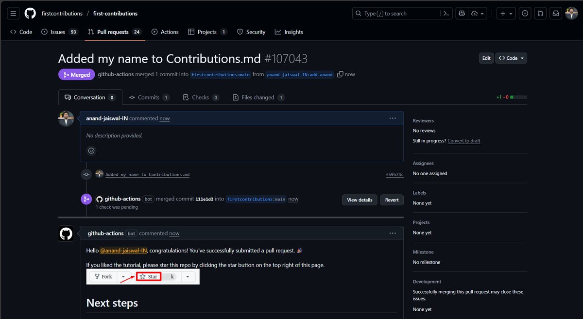 anand_jaiswal__'s tweet image. Open contribution learning phase. Contributed to `firstcontributions`