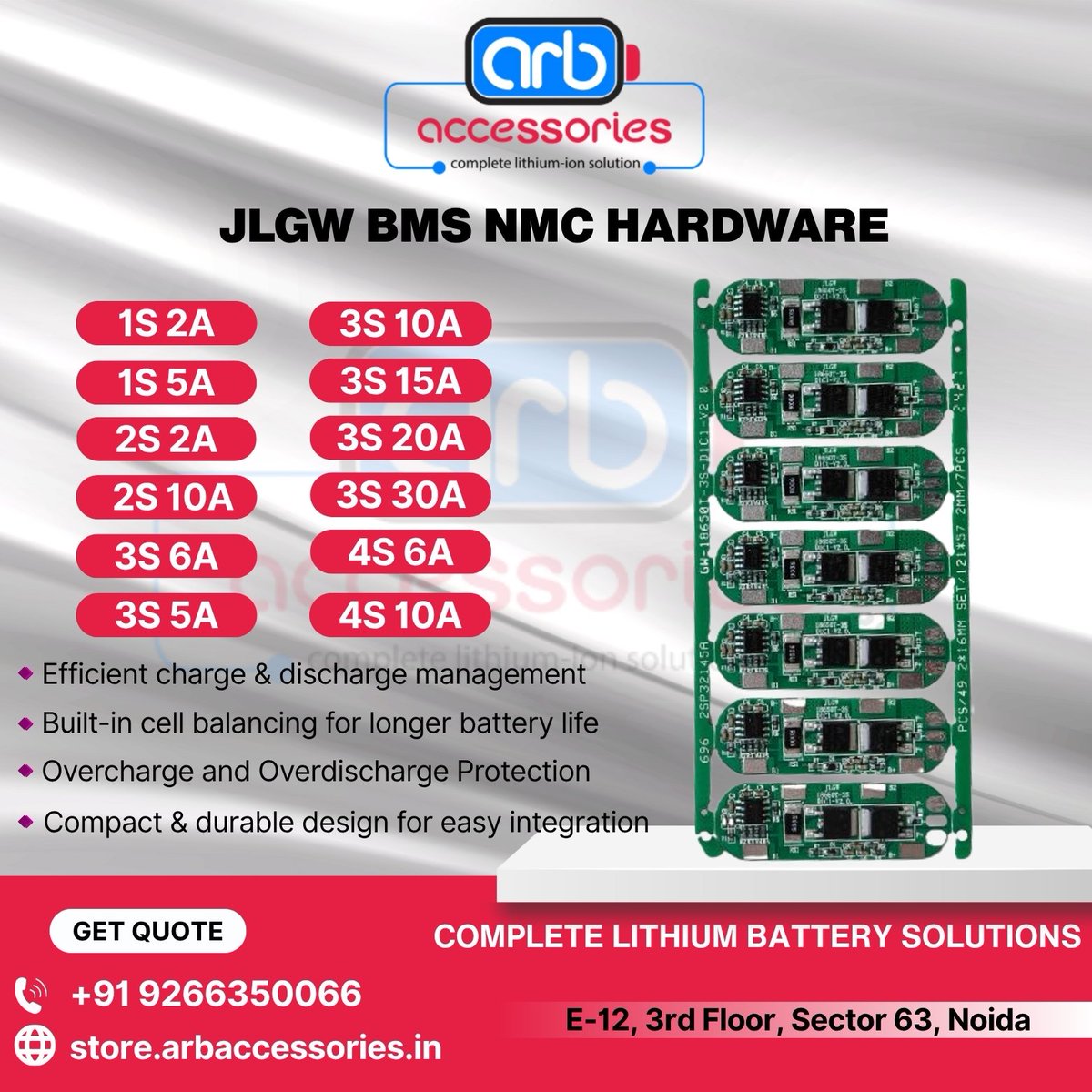 arb_ltd's tweet image. 🔋 JLGW BMS Hardware Series – Precision Power Management for LFP &amp;amp; NMC Batteries ⚙️

🛒 Buy Now:
store.arbaccessories.in/category/jlgw-…

#Arbaccessories#JLGWBMS #BatteryProtection #SmartEnergy #LFP #NMC #EVComponents #BatteryTechnology #BatteryManufacturing #HighPerformance #EVParts