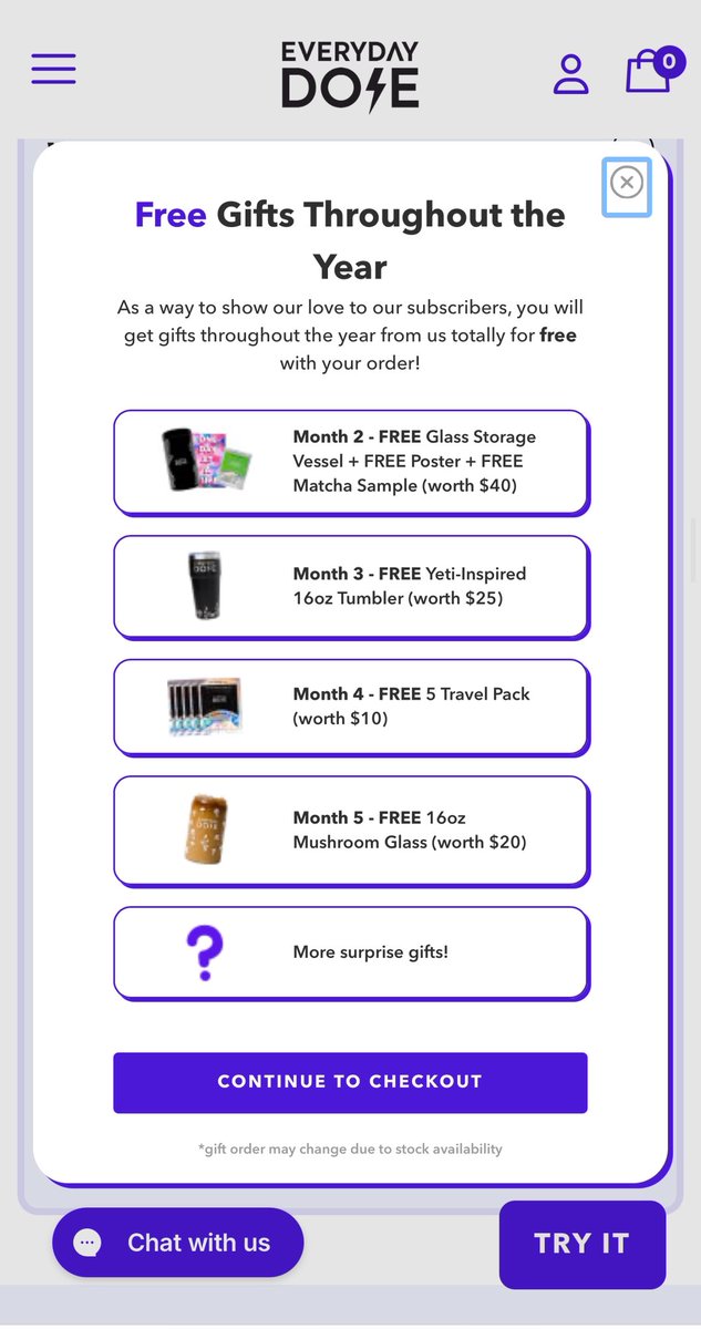 maxwellcopy's tweet image. Everyday Dose gives these free gifts to their product subscribers for the first 5 months of subscription. 

Just giving someone an extra 10% OFF isn’t enough to keep them subbed!!!