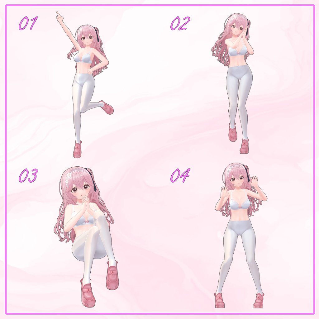 VRC_Rice_Works's tweet image. 販売ページは、こちらになります

[Cutie Pose] for Rinasciita
booth.pm/ja/items/76258…

おまけ付き版は #AvatarPoseLibrary 設定済みPrefabも同梱！
対応ツールを導入後、アバターに組み込めば
アップロードして、すぐに使えます♪