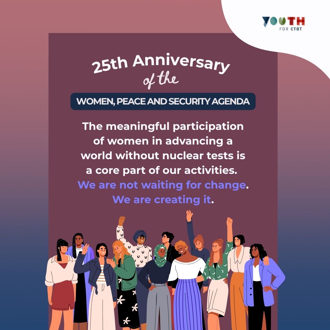 Youth4CTBT's tweet image. 25 Years of the WPS Agenda 🌍✨

The CYG and CTBTO Mentoring Programme were featured in a photo exhibition commemorating this special anniversary, showcasing how the #NexGen is advancing the meaningful participation of women at all decision-making levels. #WPS
Photo credit: CTBTO