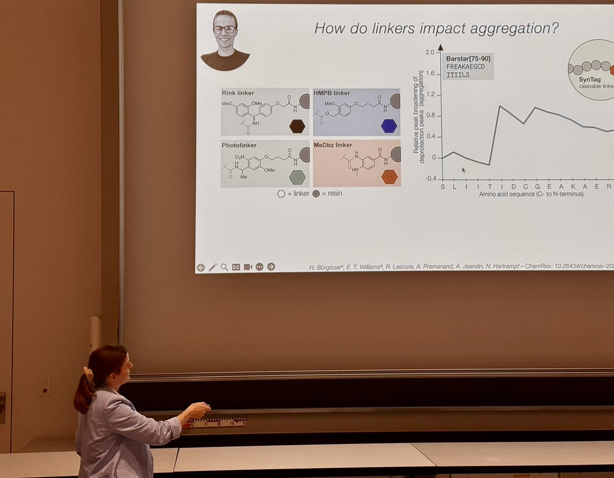 HelvChimActa's tweet image. @NinaHartrampf gives the award talk (Dechema prize 2024) ‚Flow-Based Synthesis of Post-Translationally Modified Peptides and Proteins‘ @UZH_Chemistry