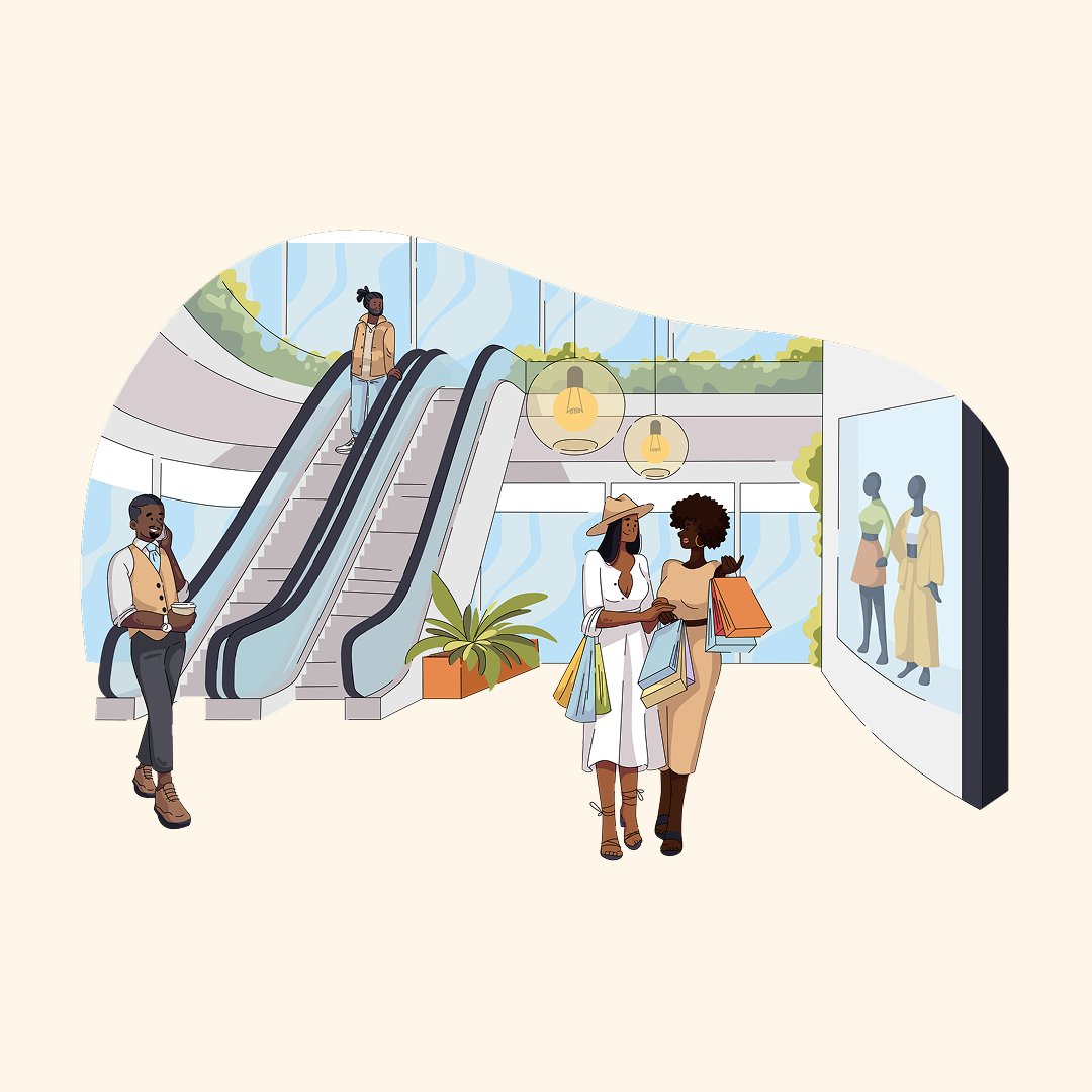 5FourDigital's tweet image. A lifestyle-driven illustration capturing the retail energy.